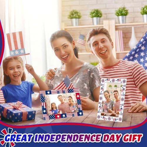 AmazingSpark 50 Pack Patriotic Paper Picture Frames 4x6 Photo Cards