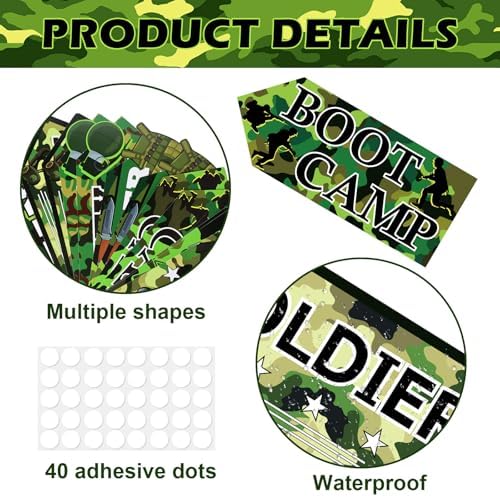 Hooqict 20 Pieces Camo Party Signs Army Birthday Party Decorations Camouflage Military Birthday Party Supplies for Boys Men Army Themed Directional Sign