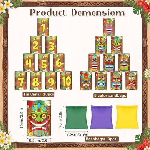 Bean Bag Toss Game Tin Cans Carnival Set,Tiki Style