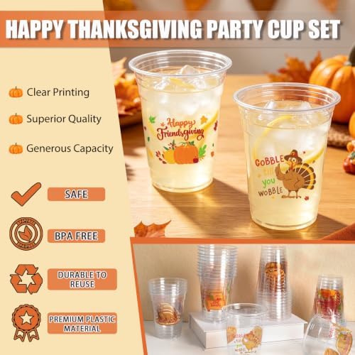 Disposable Thanksgiving Clear Plastic Cups, Bulk