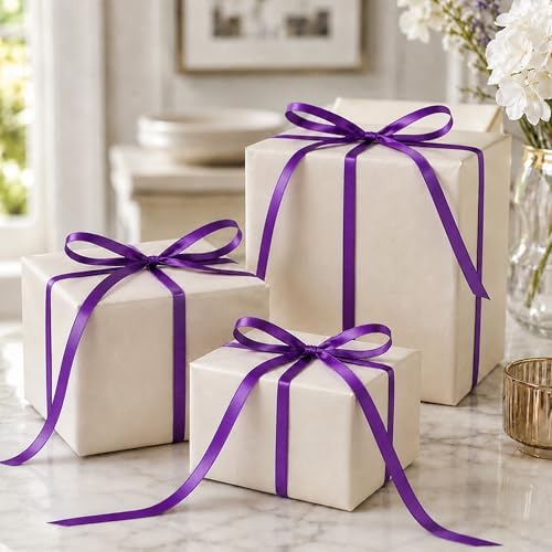 3/8In30Yards Dark Purple Thin Ribbon for Gift Wrapping Halloween Mardi Gras