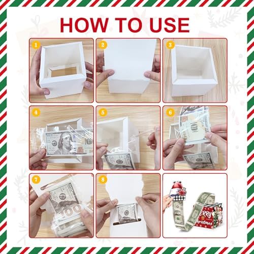 Christmas Santa Party Gifts, Merry Christmas Santa Cash Box, Christmas Money Gift Box with Xmas Hat Pull Out Card and Cash Holder, Xmas Money Gift Boxes for Boys Girls, Merry Christmas Party Decor