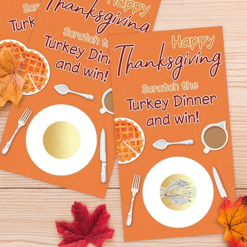 Thanksgiving Scratch Off Cards, Find The Turkey to Win, Fun Thanksgiving Games for Family Party, Family Activities, Friendsgiving, Fall Holiday Games