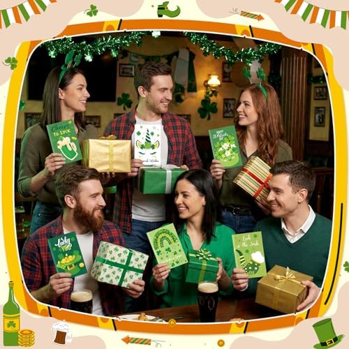Crtiin 240 sets St. Patricks Day Cards Bulk with Envelopes Stickers