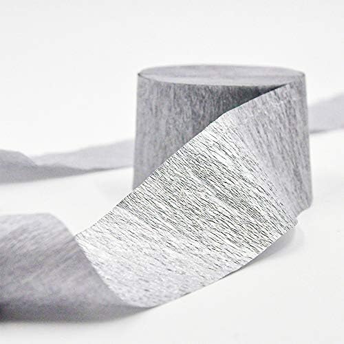 8 Rolls Silver Crepe Paper Streamers, Wedding Birthday Baby Shower Christmas New Year Party Decoration, Graduation, 4th of July, Rainbow DIY Supplies, Living Room Bedroom Decor