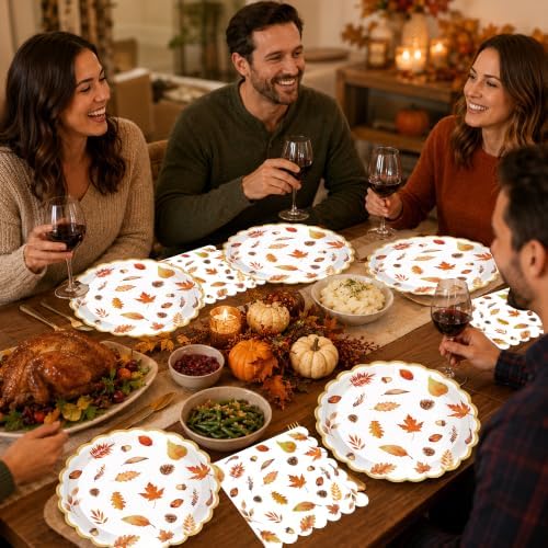 40PCS Fall Paper Plates and Napkins Set