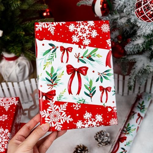 Yarcony Christmas Wrapping Paper Jumbo Roll, Red and Green Wrapping Paper