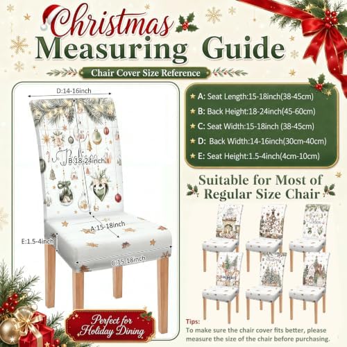 Moukeren 6 Pcs Watercolor Christmas Chair Covers Farmhouse Dining Slipcover