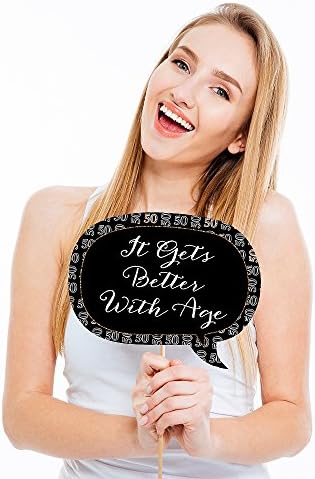50th Wedding Anniversary Photo Booth Prop Kit, DIY Cardstock Props - 20pc