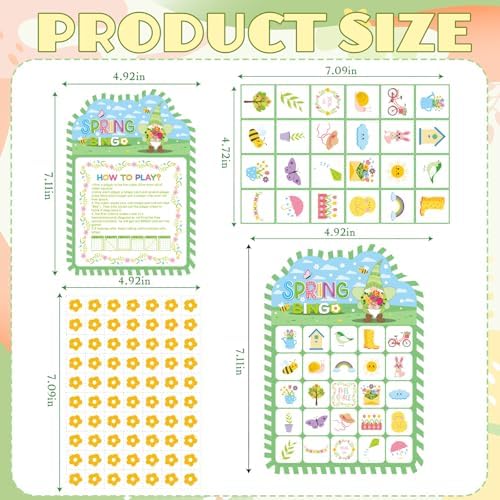 YQUQWN Spring Bingo Game 24 Players, Spring Party Bingo Cards Set, Spring Party Games for Adults, Birthday Holiday Spring Activities