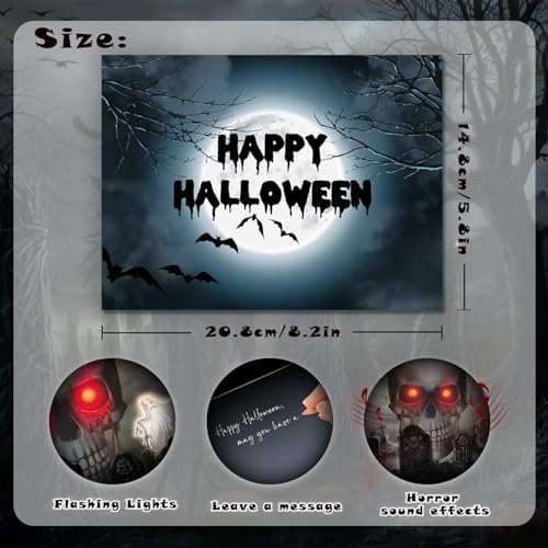 3D Greeting Pop Up Halloween Card with light and music, For Kids, Friend, Boyfriend, Girlfriend, Husband, Him, Women - Skull, Trick Or Treat, Ghost, Pumpkin Envelope