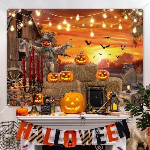 Halloween Backdrop Pumpkin Fall Photography Backdrop Party Decoration 8x6Ft