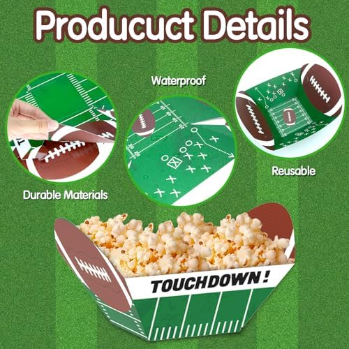 FRIDAY NIGHT 24 PCS Football Paper Bowl Disposable Food Tray