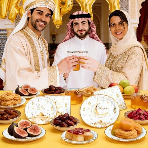 180pcs Ramadan Eid Mubarak Party Supplies,Serves 60