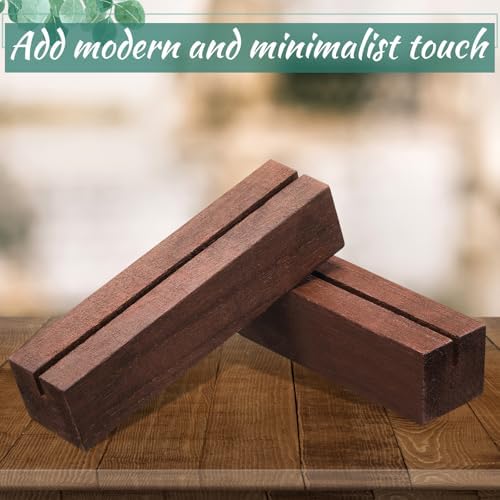 Blosssound 12 Pcs Wood Place Card Holder, Brown, 4.61 x 1.1 x 1 Inches