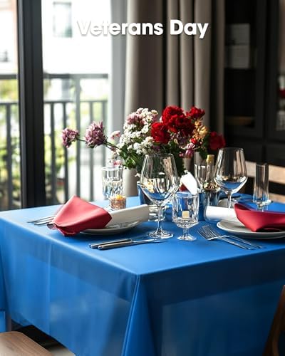 Pureegg Plastic Table Cloth Disposable 54x108 Inch 10 Pack, Blue