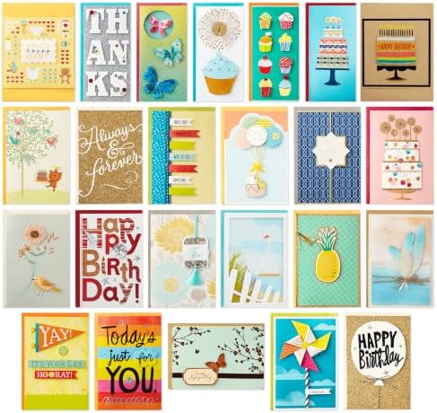 Hallmark All Occasion Handmade Boxed Set of Assorted Greeting Cards with Card Organizer (Pack of 24)—Birthday, Baby, Wedding, Sympathy, Thinking of You, Thank You, Blank