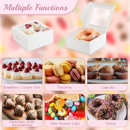 OAMCEG Cupcake Boxes with Window, 6x6x3 Inches Cookie Boxes,80 Pack,White