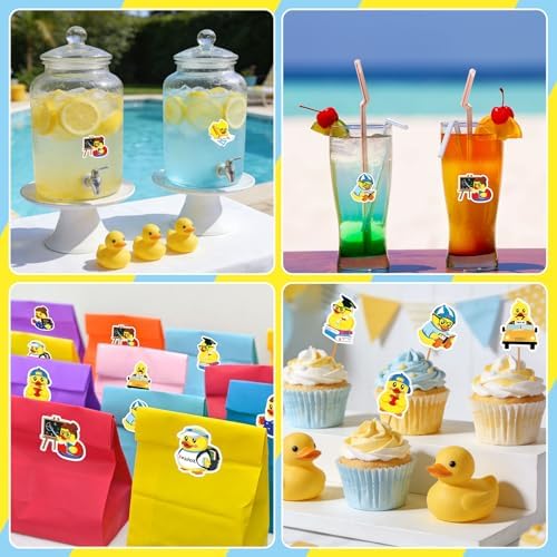 Whaline 1000 Pcs Back to School Rubber Duck Roll Stickers Self-Adhesive Funny Yellow Duck Label Decals for Envelope Water Bottle Scrapbook Decor Birthday Party Supplies