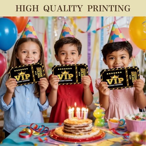 Birthday Party Invitations, VIP Neon Birthday Party Invitations for Boys & Girls, 20 Invitation Cards with Envelopes, Birthday Party Decorations (Black)