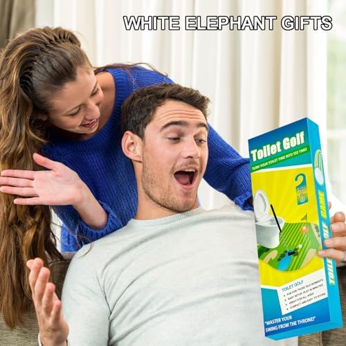 Funny Mini Golf Gag Gifts for Men, Toilet Golf Bathroom Game for Adults
