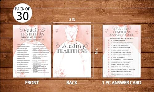 Bridal Shower Games, Wedding Games, Wedding Traditions Engagement Bachelorette Party Game, Bridal Shower Decorations, 30 Cards Per Set (Suit029)