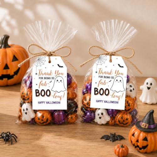 Alynta Halloween Tags with String 50Pcs Happy Halloween Paper Gift Tags