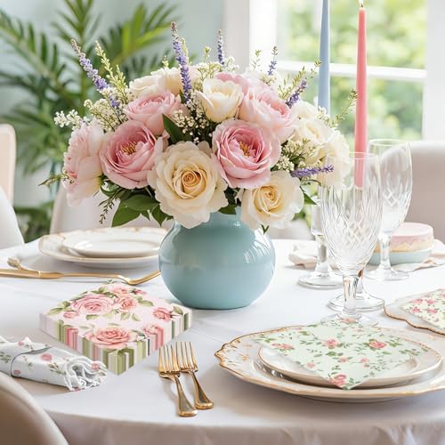 50Pcs Vintage Rose Paper Napkins -2Ply, 6.5×6.5 Inches
