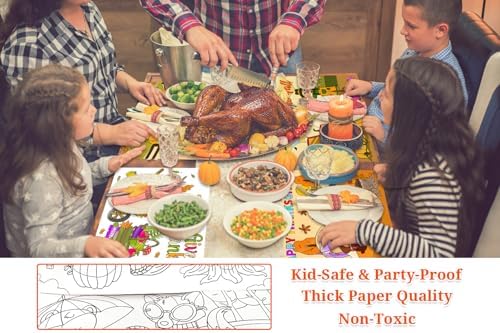 Thanksgiving Coloring Placemats - 16 Set Double-Sided Turkey Table Mat Thanksgiving Disposable Paper Placemats Fall Thanks Giving Activities Arts and Crafts Game for Party Favors