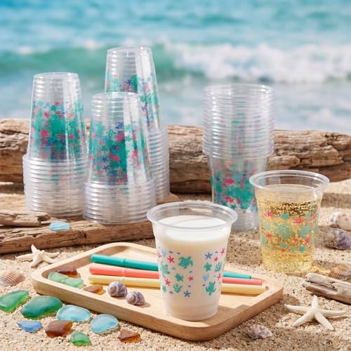 Funnymoom 60 Pack Sea Turtle Plastic Cups 12 oz
