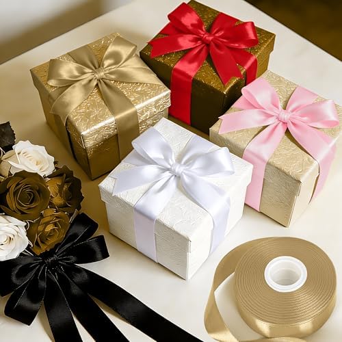 30 Yards 1 in Champagne Gold Satin Ribbon for Gift Wrapping Christmas Decor