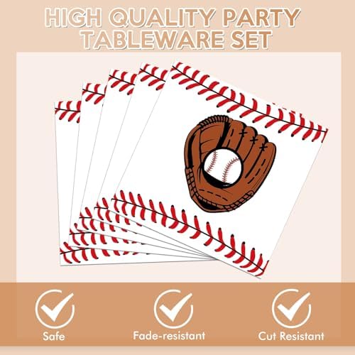 Baseball Birthday Decorations,40Pcs Baseball Themed Plates and Napkins Baseball Disposable Tableware Kit for Baseball Party Supplies,Sports Themed Party