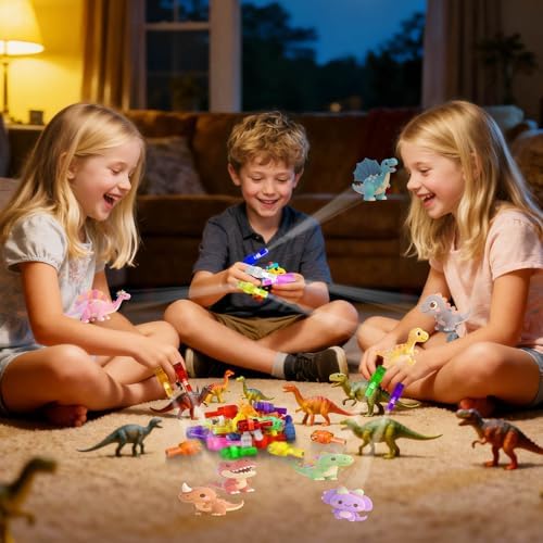 40PCS Dinosaur Party Favors for Kids, LED Light Up Finger Lights Glow in The Dark Toys - Dino Theme Birthday Party Supplies, Goodie Bag Fillers, Classroom Prizes, Pinata Stuffers for Boys Girls