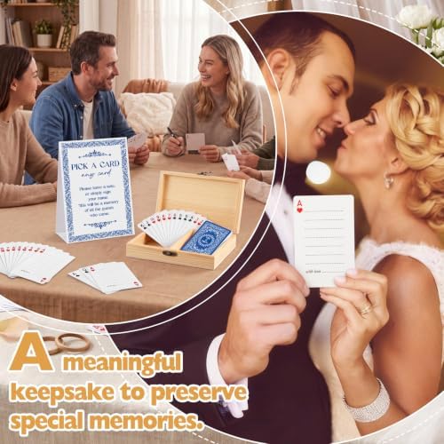 AceOrbit 57 Pack Blue Wedding Guest Book Playing Cards Set with Wooden Box