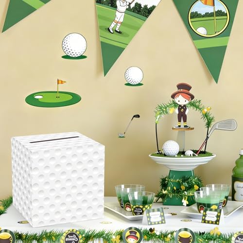 Golf Card Box Sports Party Favors Post Box Cardboard Receiving Money Holder for Golf Theme Wedding Reception, Baby Showers, Anniversary, Birthday Party, Graduation Table Centerpiece Decorations