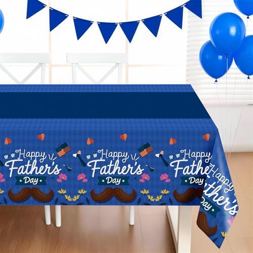 Childom 3 Pack Fathers Day Decorations,Happy Fathers Day Tablecloth,54" x 108" Disposable Plastic Table Cloth for Rectangle,Party Table Cover for Birthday Party Supplies,Home,Dinner,Indoor,Outside
