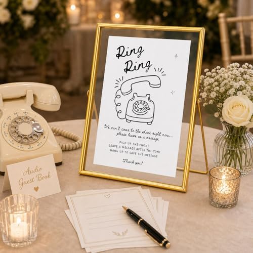 Calculs Audio Guest Book Sign, Gold 8x10 Floating Picture Frame