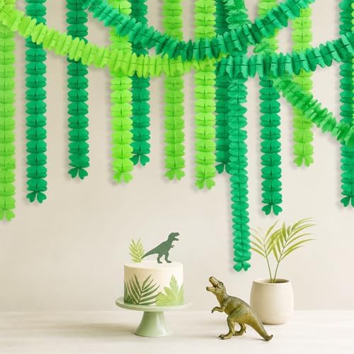 Cheerland Green Party Garland Hanging Shamrock Banner Four Leaf Clover Streamer Paper for Wild One Birthday Wedding Baby Shower Jungle Dino Lucky Irish Decoration Spring Celebration Tropical Supplies