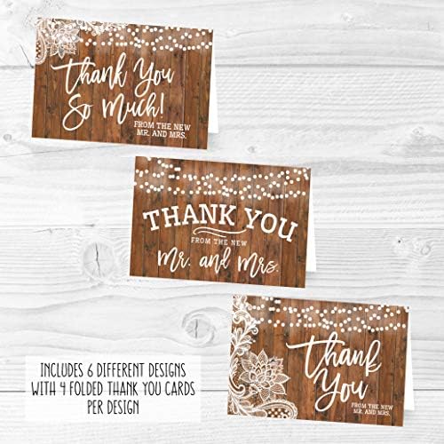 24 Wedding Thank You Cards with Envelopes Wedding Card Designed in USA
