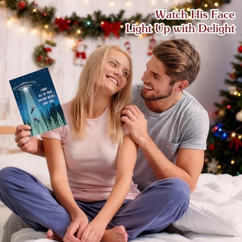 D4DREAM Funny Christmas Card, Alien Abduction Holiday Card for Him Her