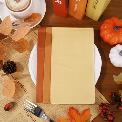 Whaline 120Pcs Fall Guest Napkins 6 Autumn Colors Disposable Napkin Multi-Color Paper Dinner Hand Towels for Fall Harvest Thanksgiving Tableware Supplies
