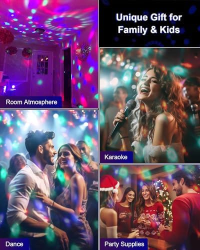 Luditek 2-Pack Sound Activated Party Lights with Remote, Disco Ball Strobe