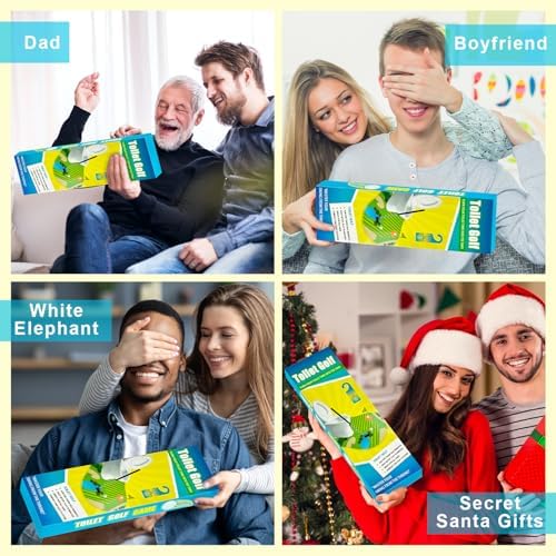 Funny Mini Golf Gag Gifts for Men, Toilet Golf Bathroom Game for Adults