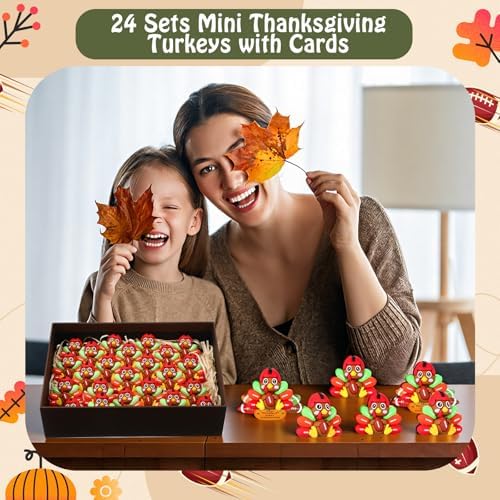 Sotiff 48 Sets Thanksgiving Football Turkey Figurines 3D Miniature Toys