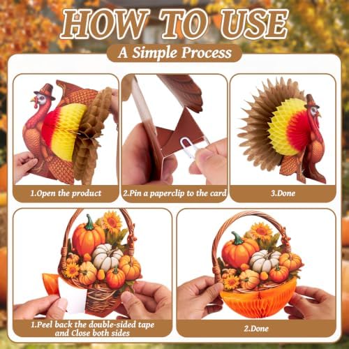 Thanksgiving Honeycomb Centerpieces 3D Turkey Pumpkin Fall Party Table Decor
