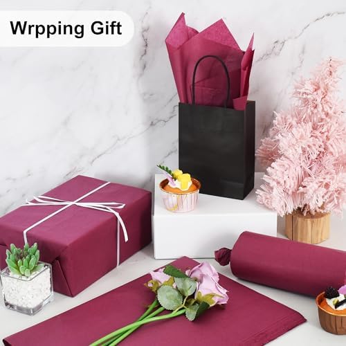 BEISHIDA 100 Sheets Dark Red Tissue Paper Bulk, Wrapping Tissue Paper for Gift Bags, 14 x 20 Inch Gift Wrap for Valentine Birthday Wedding Graduation DIY Crafts Holiday Flowers
