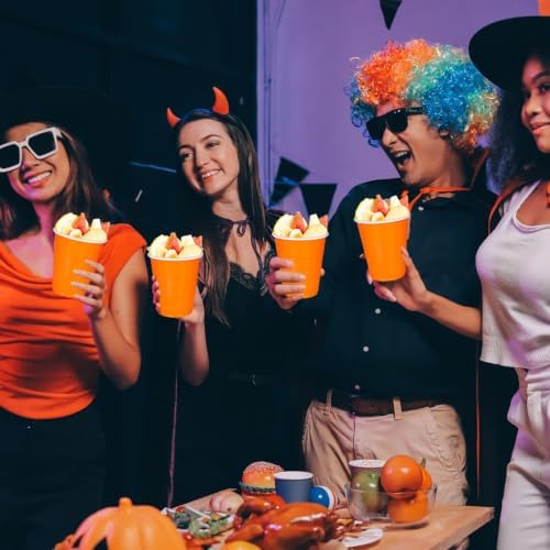 Vumdua Orange Plastic Cups Disposable Cups, 12 oz Halloween Party Cups for Halloween, Birthday, Fall, Thanksgiving Party Supplies, Pack of 40