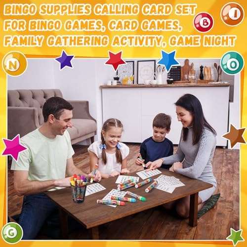 Crtiin 228 Pack Game Cards and Dot Daubers Set Includes 180 Bingo Cards and 48 Dot Markers Supplies Calling Card Set for Kids Preschool Children, Large Groups, Family Gathering Activity, Game Night
