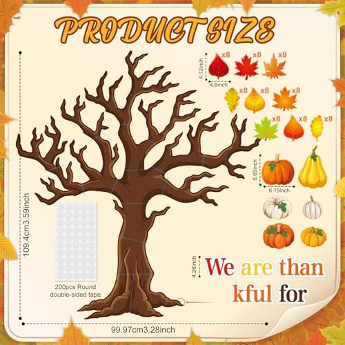 Ctosree 99 Pcs Fall Thanksgiving Bulletin Board Decorations Set We are Thankful for Classroom Wall Decor Autumn Maple Leaves Pumpkin Make Your Own Large Thankful Tree for Autumn Harvest Party Decor