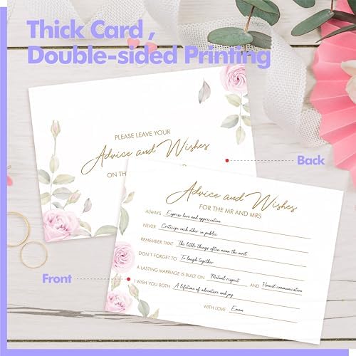 55PCS Advice and Wishes for the Mr and Mrs Cards, Double-Sided Wedding Advice Cards for New Couples Wedding Reception Decorations/Bridal Shower Party for Bride and Groom, Newlyweds